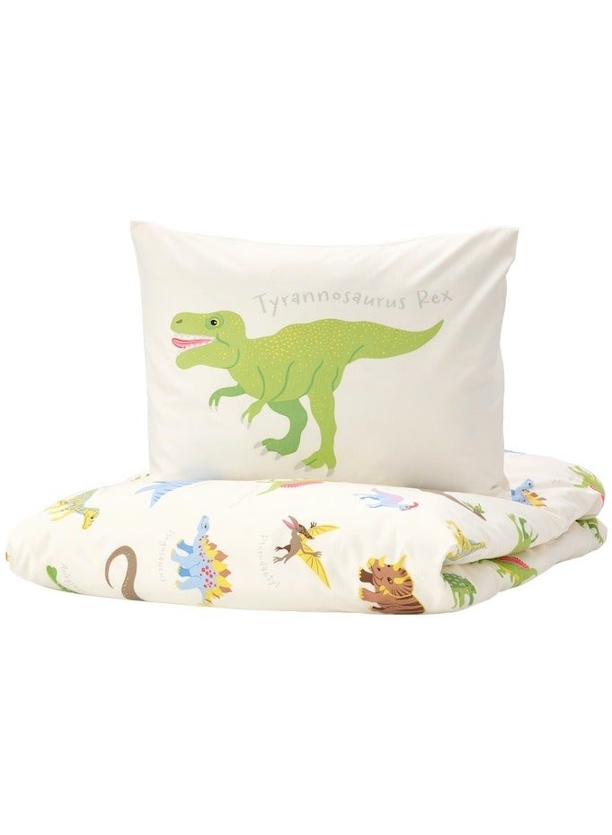 Jaettelik Duvet Cover And Pillowcase Dinosaurs White 150X200/50X80 Cm