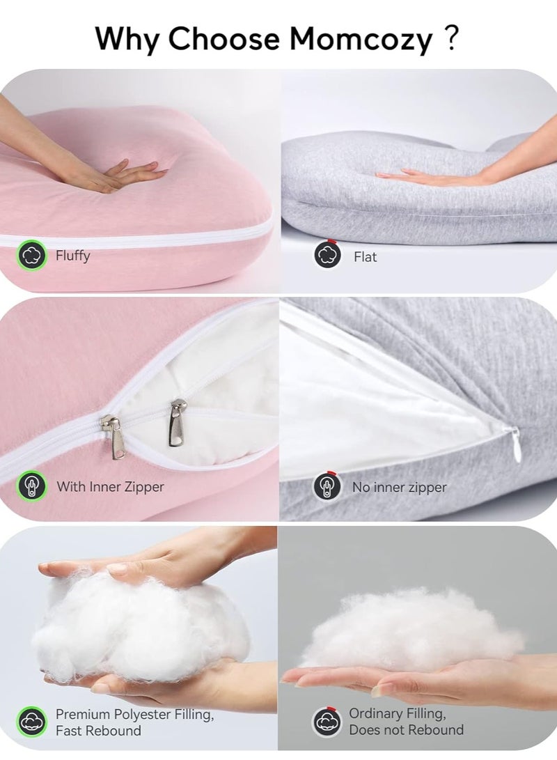 80x120x180cm Pregnancy Pillows for Sleeping, U Shaped Full Body Maternity Pillow for Side Sleeping - Support for Back, Legs, Belly, Hips, Pink