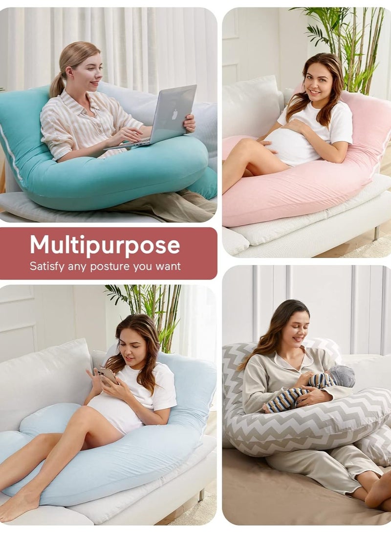 80x120x180cm U Shaped Pregnancy Pillows with Cotton Removable Cover, Full Body Pillow Maternity Support, Must Have for Pregnant Women, Hatha Grey