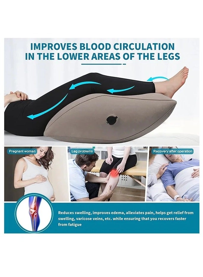 Inflatable Leg Elevation Pillow ,Leg Pillow for Sleeping Wedge Pillow Leg Rest Pillow with Inflatable Bag, Relax Muscle Relieve Pain in Back Legs Knees After Surgery Improve Blood Circulation