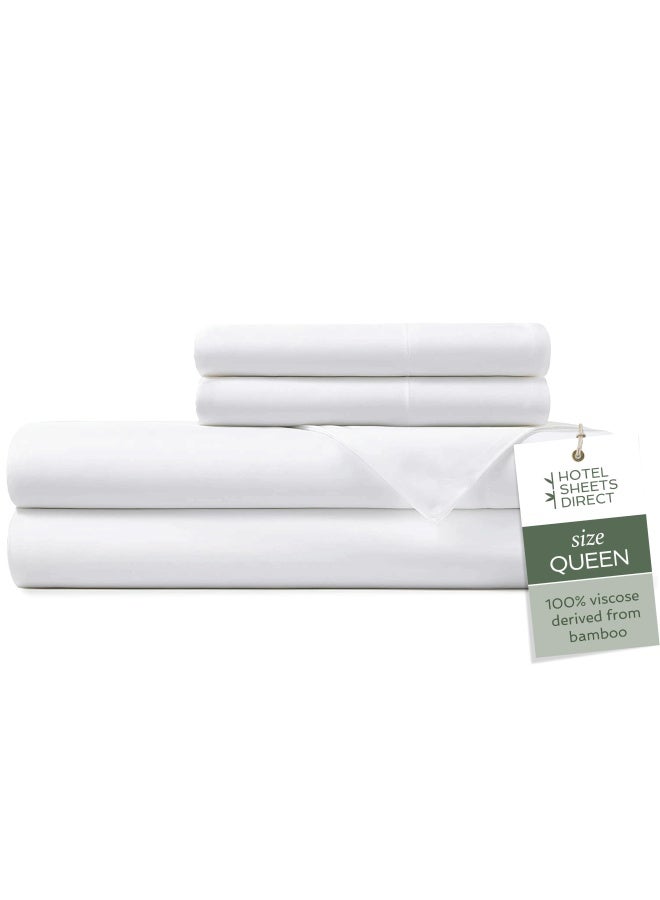 100 Viscose Derived From Bamboo Sheets Queen Cooling Luxury Bed Sheets W Deep Pocket Silky Soft White