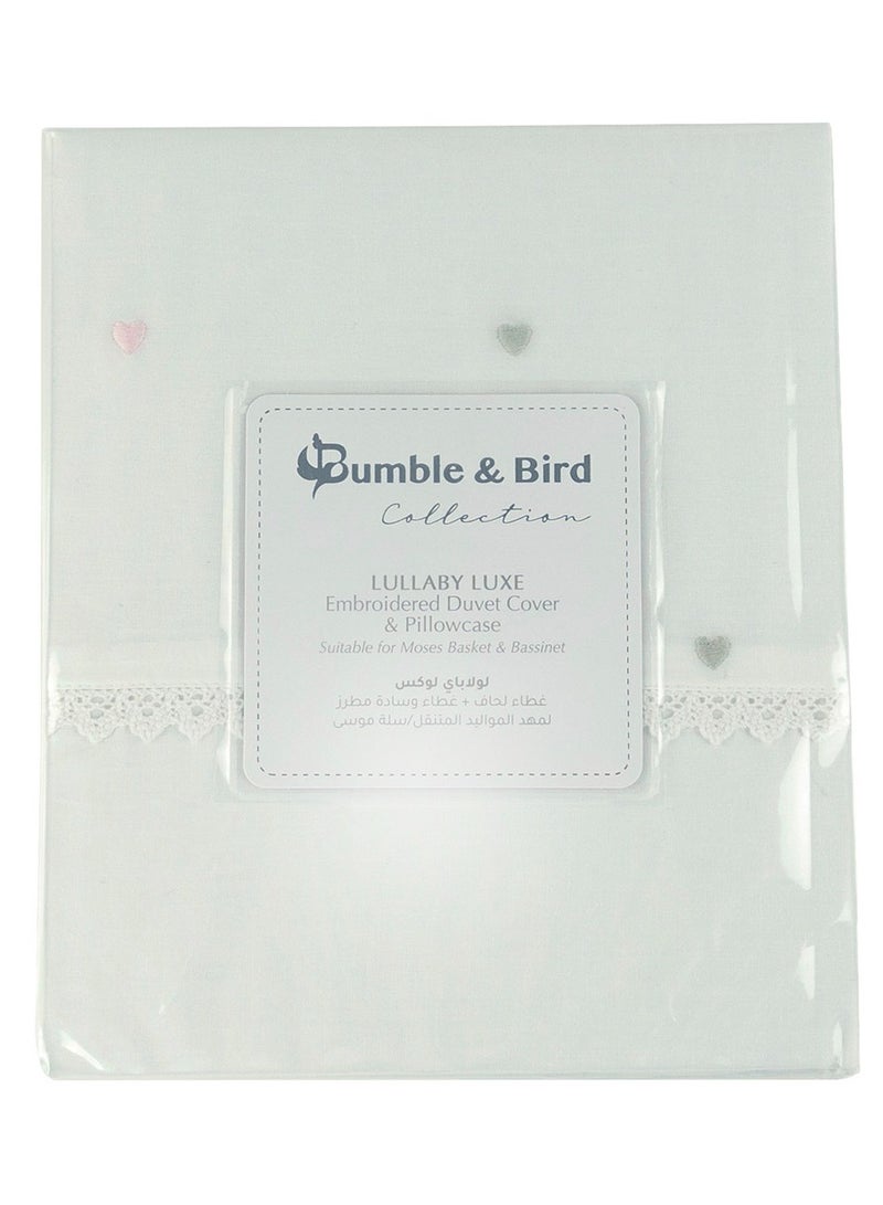 Bumble & Bird - Embroidered Duvet Cover & Pillowcase For Bassinet - Pink