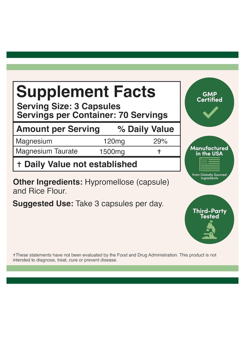 Double Wood Supplements Magnesium Taurate    1500 mg per serving 210 capsules