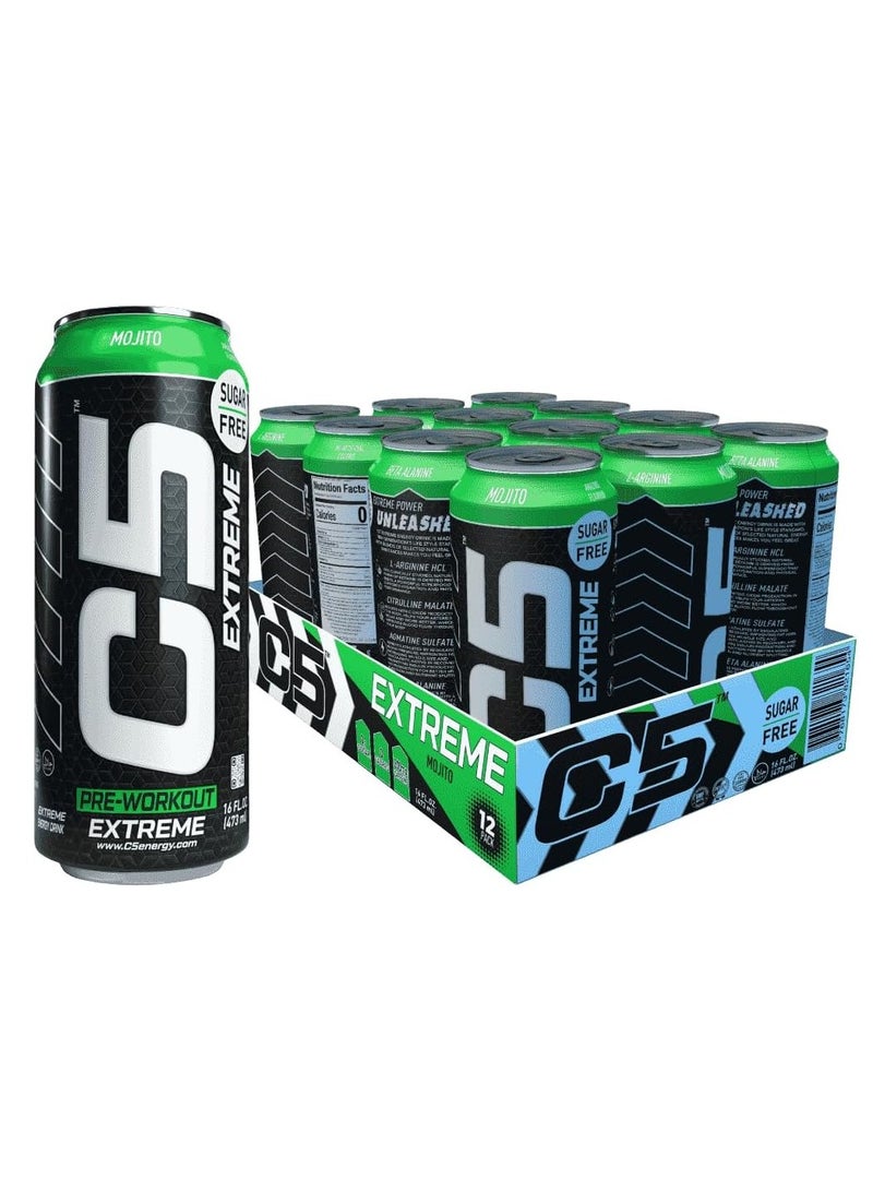 C5, Energy Drink, Pre Workout Extreme, Mojito, 12x473ml