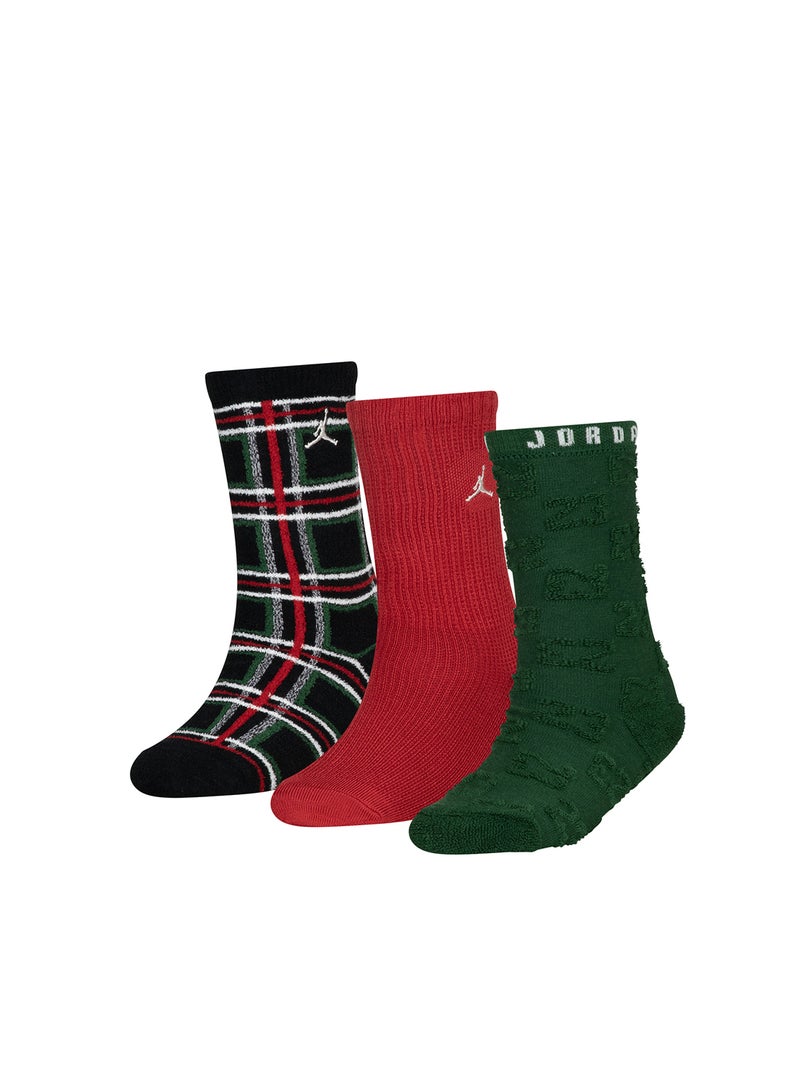 Kids Jordan Holiday 3 Pack Crew Socks