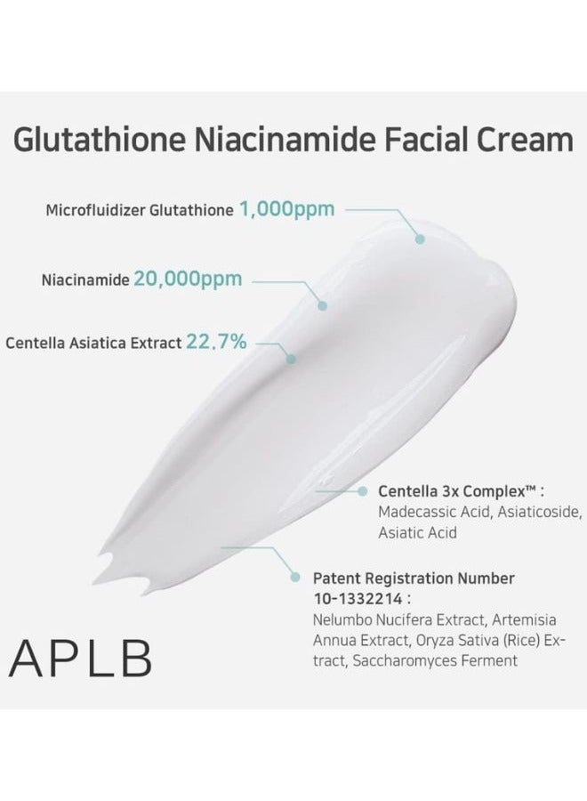 Glutathione Niacinamide Facial Cream 55ml, Korean Skincare, Deep hydration