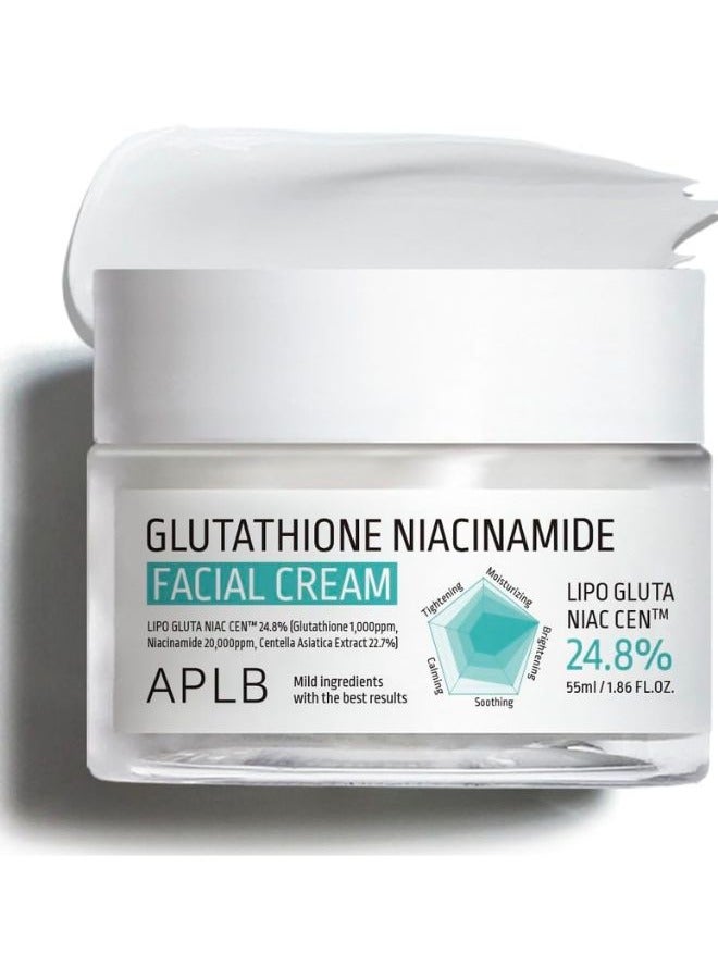 Glutathione Niacinamide Facial Cream 55ml, Korean Skincare, Deep hydration