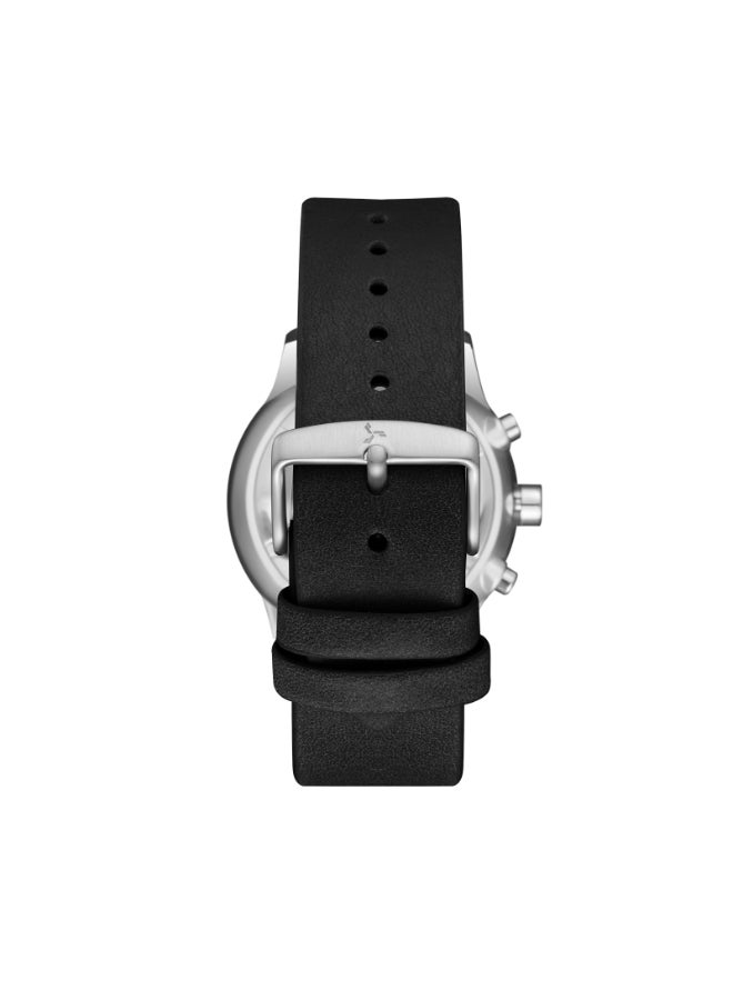 Men's Watch, Multi Function Display and Leather Strap - T24108-SLBB, Black