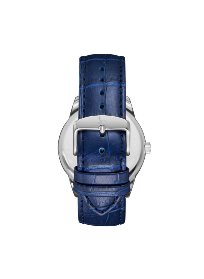 Men's Watch, Analog Display and Leather Strap - T24007-SLNN, Blue