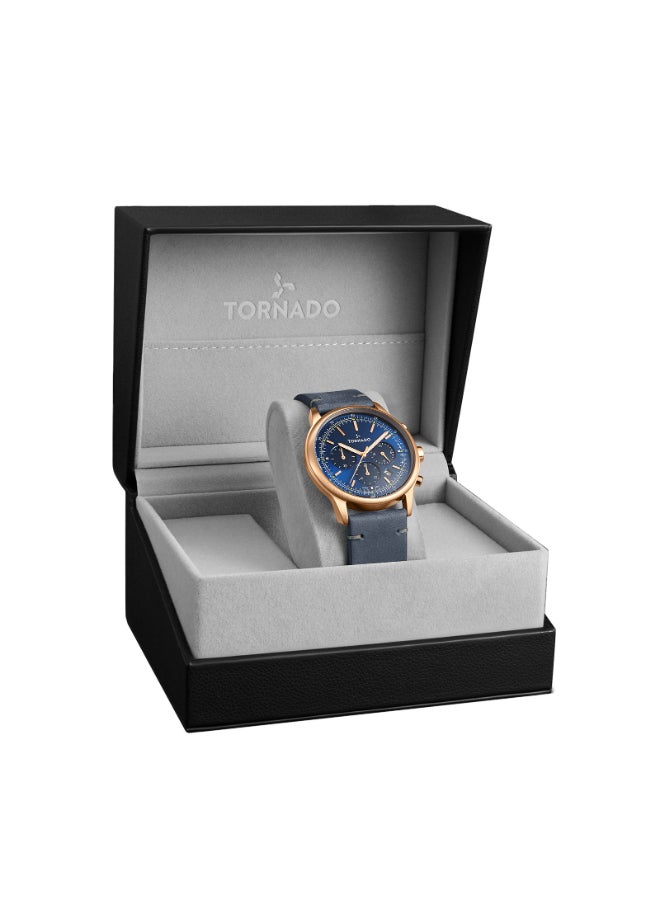 Men's Watch, Multi Function Display and Leather Strap - T24108-RLNN, Blue