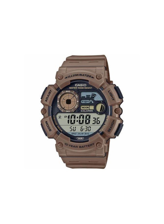 Casio Illuminator 10-Year Battery Men's Moon Phase Fishing Level Watch WS-1500H-5AV, Brown