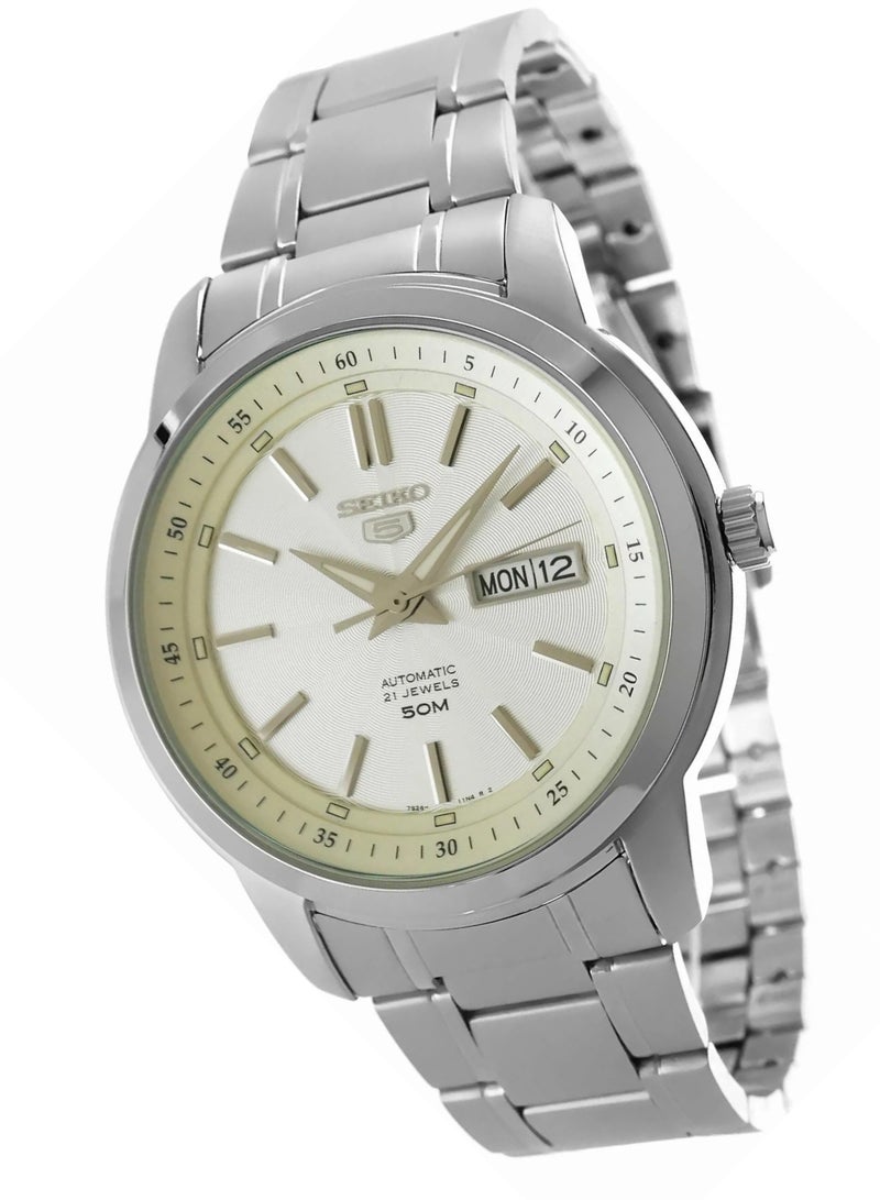 Men's SEIKO Automatic Mechanical Watch waterproof White Steel strip SNKM83J1