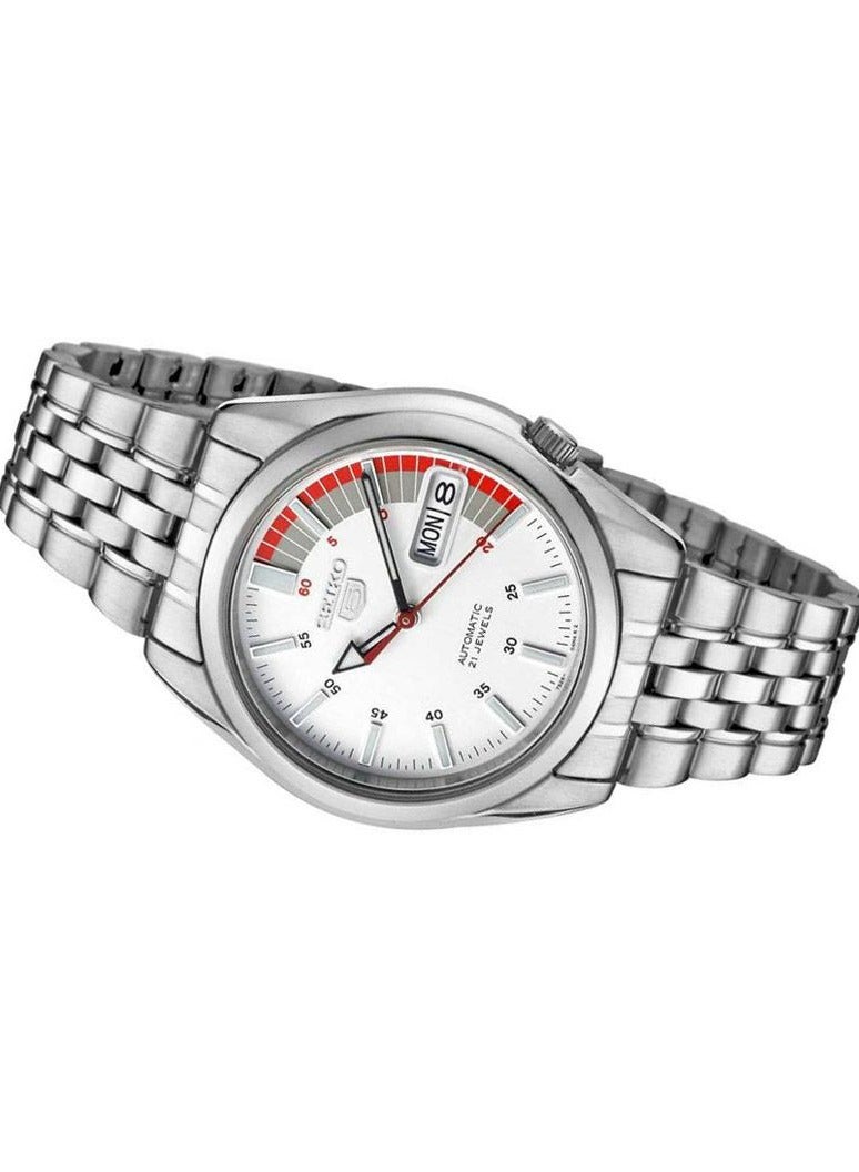 Seiko Men's White Dial Stainless Steel Band Watch - SNK369K1