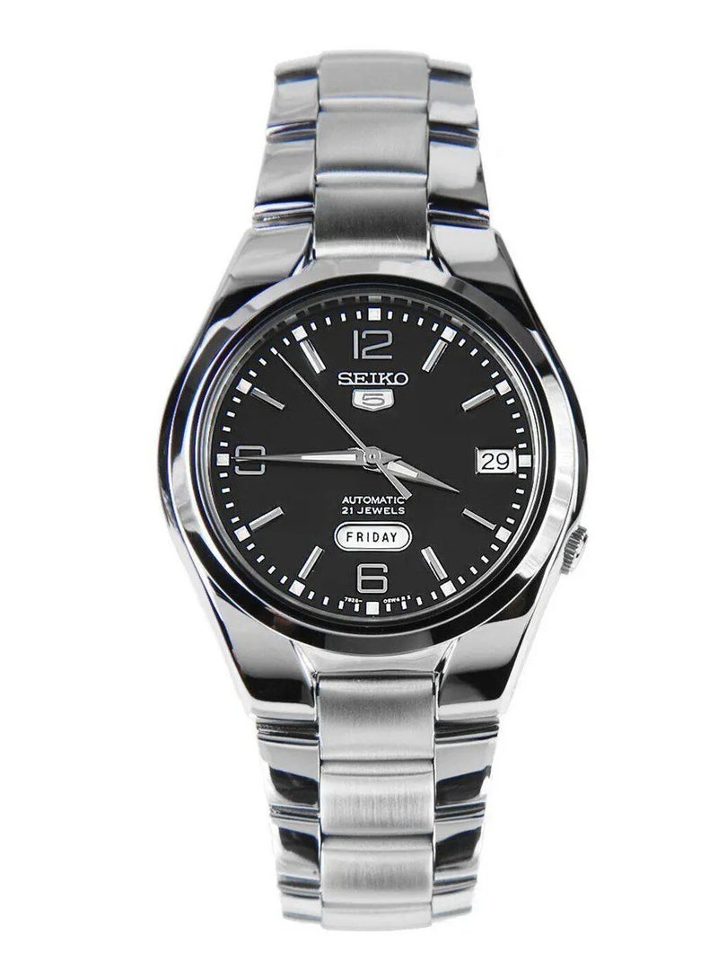 Seiko Men's Black Dial Stainless Steel Band Watch - SNK623K1