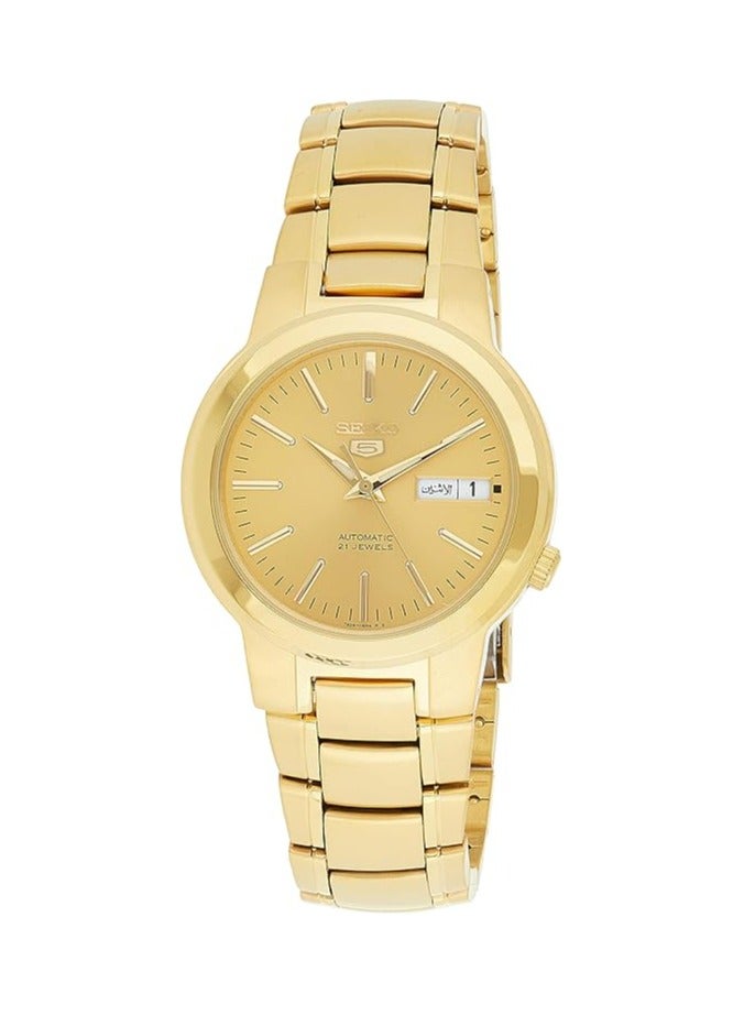 Seiko Men SNKA10K1 Seiko 5 Automatic Gold Dial Gold-Tone Stainless Steel Watch