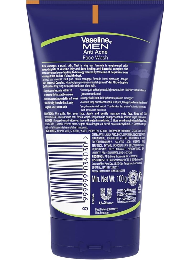 Vaseline Men Anti Acne Face Wash 100g