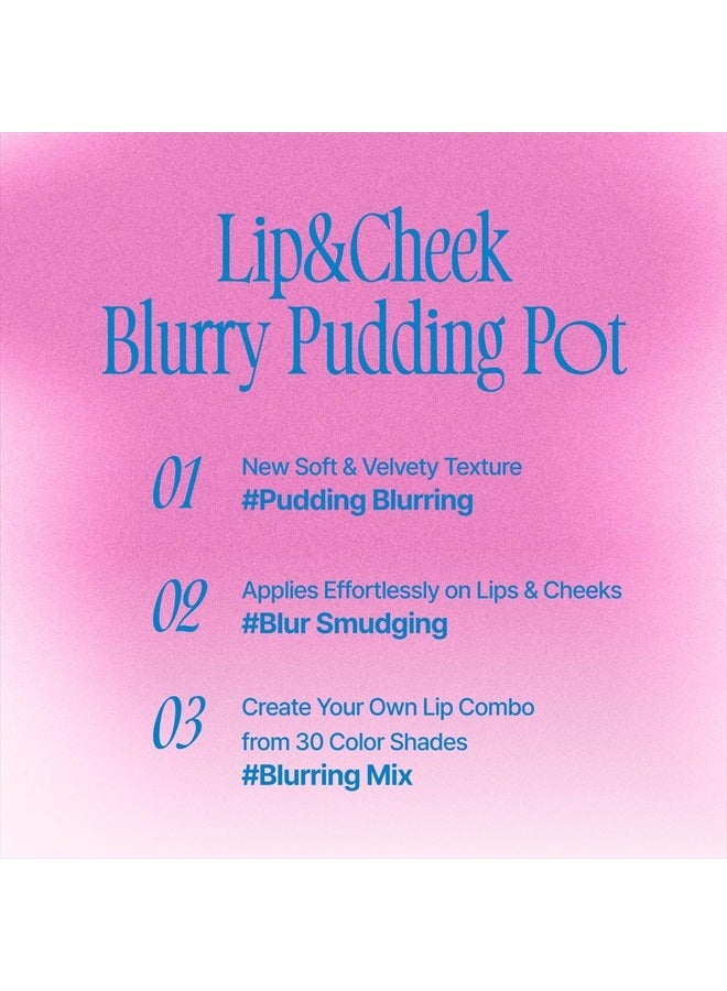 Lip&Cheek Blurry Pudding Pot | Blushed Moment - Crush | Makeup Blush, Buildable Lightweight, Multi-Use Soft Matte Finish | 5g