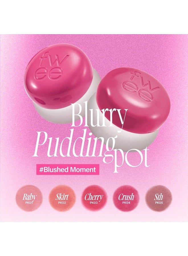 Lip&Cheek Blurry Pudding Pot | Blushed Moment - Crush | Makeup Blush, Buildable Lightweight, Multi-Use Soft Matte Finish | 5g