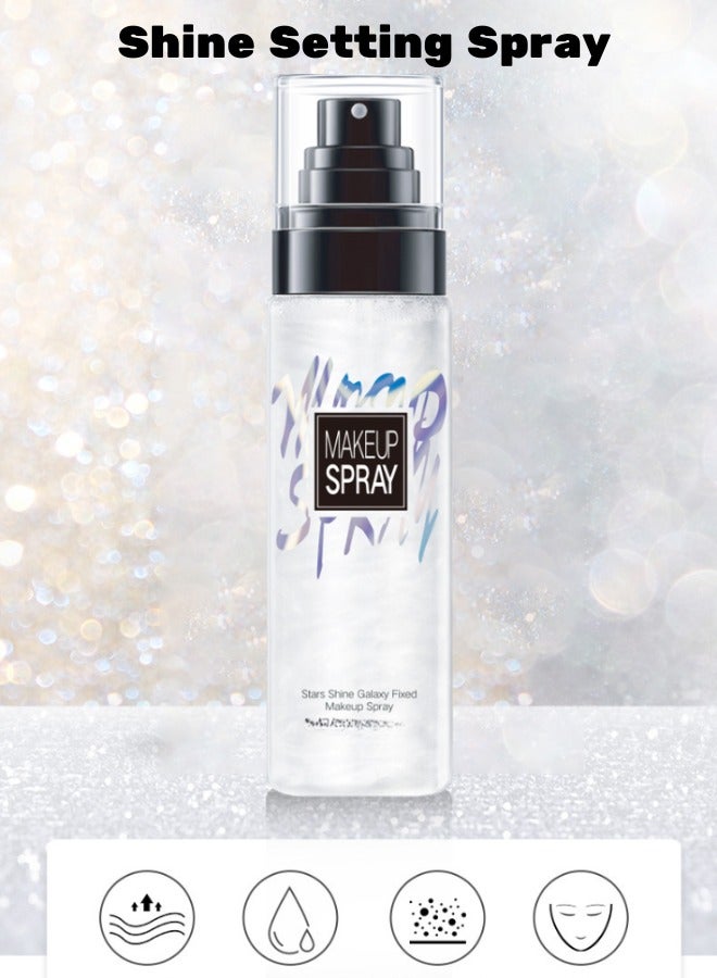 Shiny makeup setting spray moisturizing and rejuvenating waterproof and sweat-proof makeup-free fast film-forming with silver fine glitter 100ml