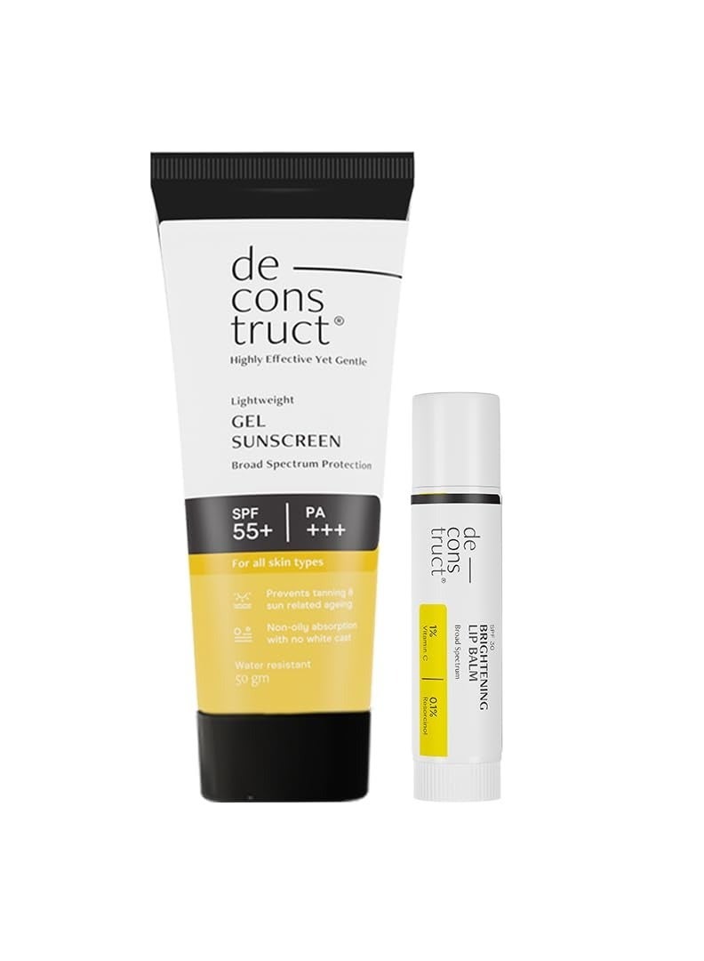 Deconstruct Glow Guard Duo | Brightening Lip Balm (4g) + Gel Sunscreen (50 g)