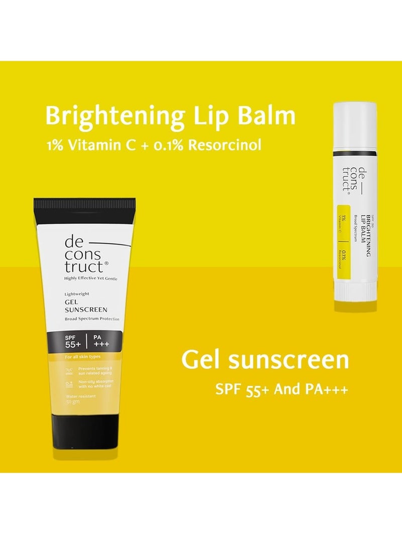 Deconstruct Glow Guard Duo | Brightening Lip Balm (4g) + Gel Sunscreen (50 g)