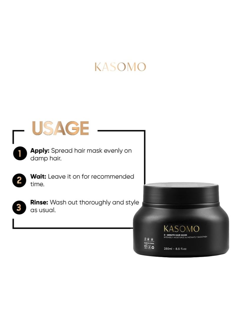 KASOMO Anti-Dandruff Shampoo 250 ml & Hair Dry Repair Mask 250ml with Scalp Massager, Deeply Moisturizing Nourishing Hair Stronger, Thicker and Healthier with Natural Ingredients