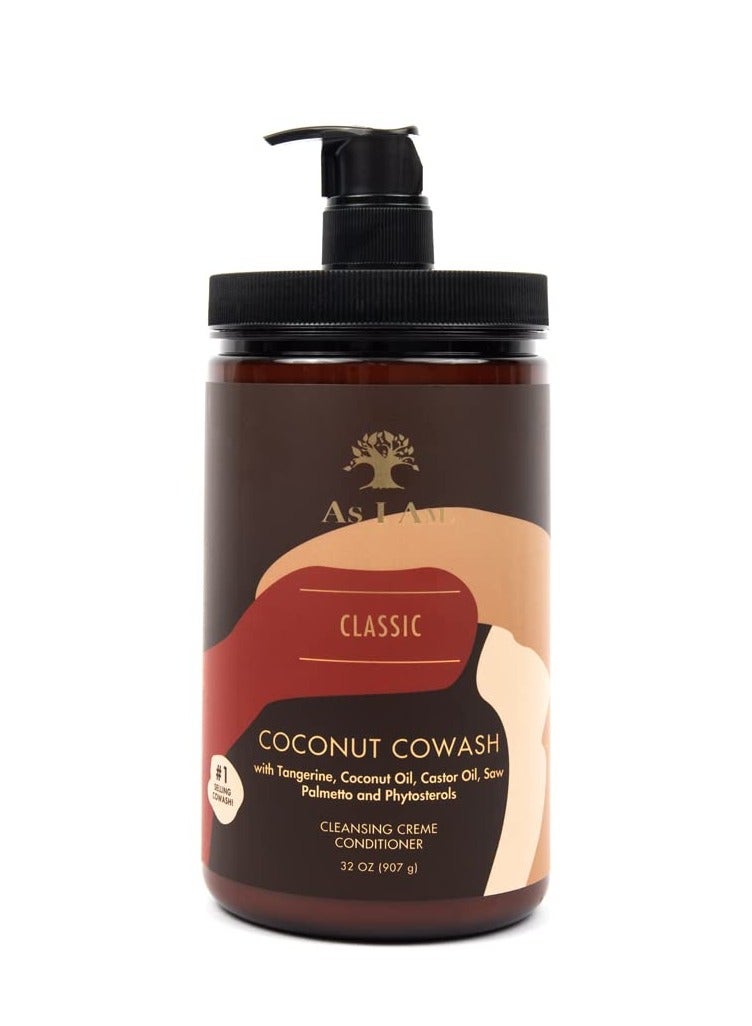 As I Am Coconut Cowash Cleansing Conditioner - 32 ounce - Gentle Daily Cleanser for Hair and Scalp - Adds and Preserves Moisture 907g Made in USA.