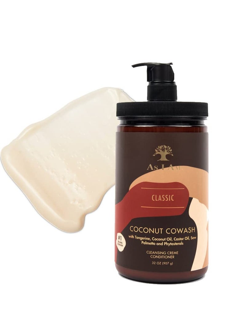 As I Am Coconut Cowash Cleansing Conditioner - 32 ounce - Gentle Daily Cleanser for Hair and Scalp - Adds and Preserves Moisture 907g Made in USA.