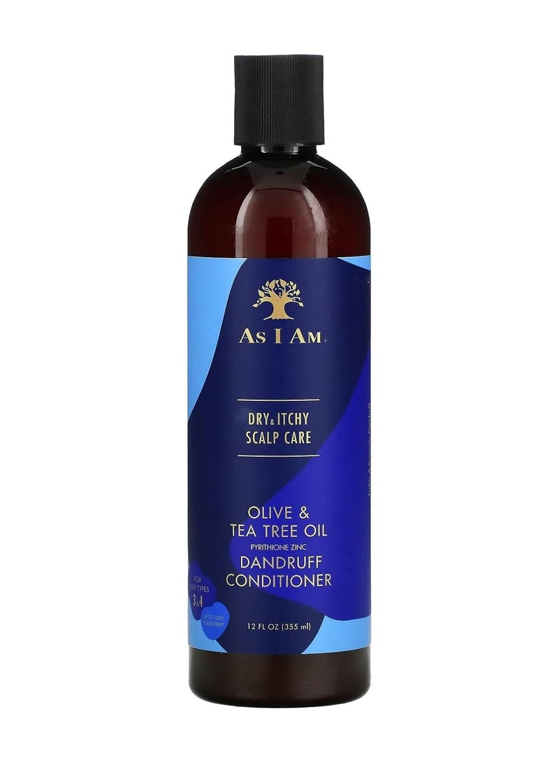 As I Am Dry & Itchy Scalp Care Conditioner - 12 ounce - Enriched with Zinc Pyrithione, Olive Oil, and Tea Tree Oil - Fights Dandruff and Seborrheic Dermatitis 355ml Made in USA.