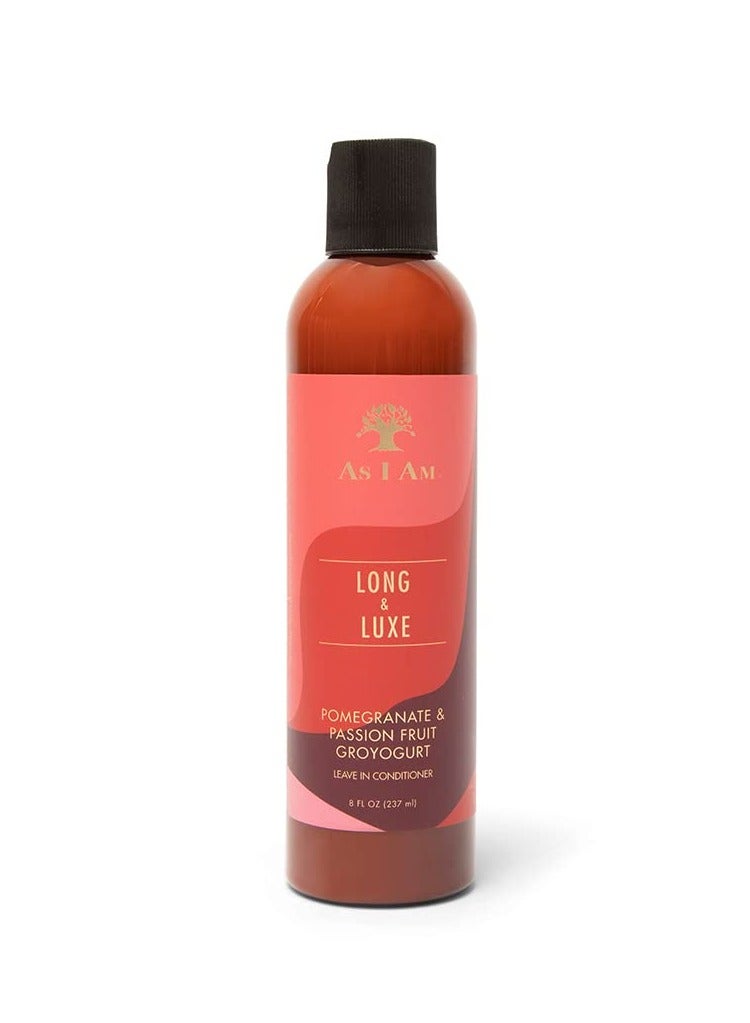 As I Am Long and Luxe GroYogurt Leave-In Conditioner - 8 Ounce - with Yogurt, Pomegranate, & Passion Fruit - Moisturizes & Hydrates Curls, 237ml, Made in USA.