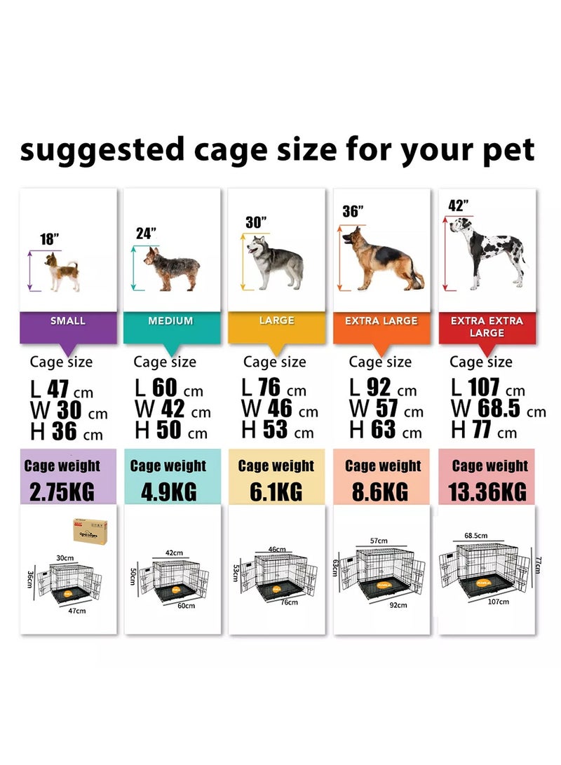 Dog Crate Pet Cage Kennel Playpen for Extra Large Medium Small Pet Puppy Cat Rabbit Indoor Outdoor with Tray