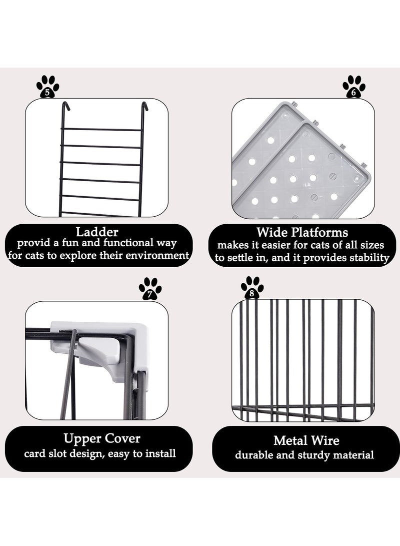 Cat cage with Hammock, 2 Platforms, Climbing ladder, Slide-out tray, and Lockable wheels, Durable and Sturdy pet cage playpen kennel for Indoor & Outdoor use 102 cm (Black)