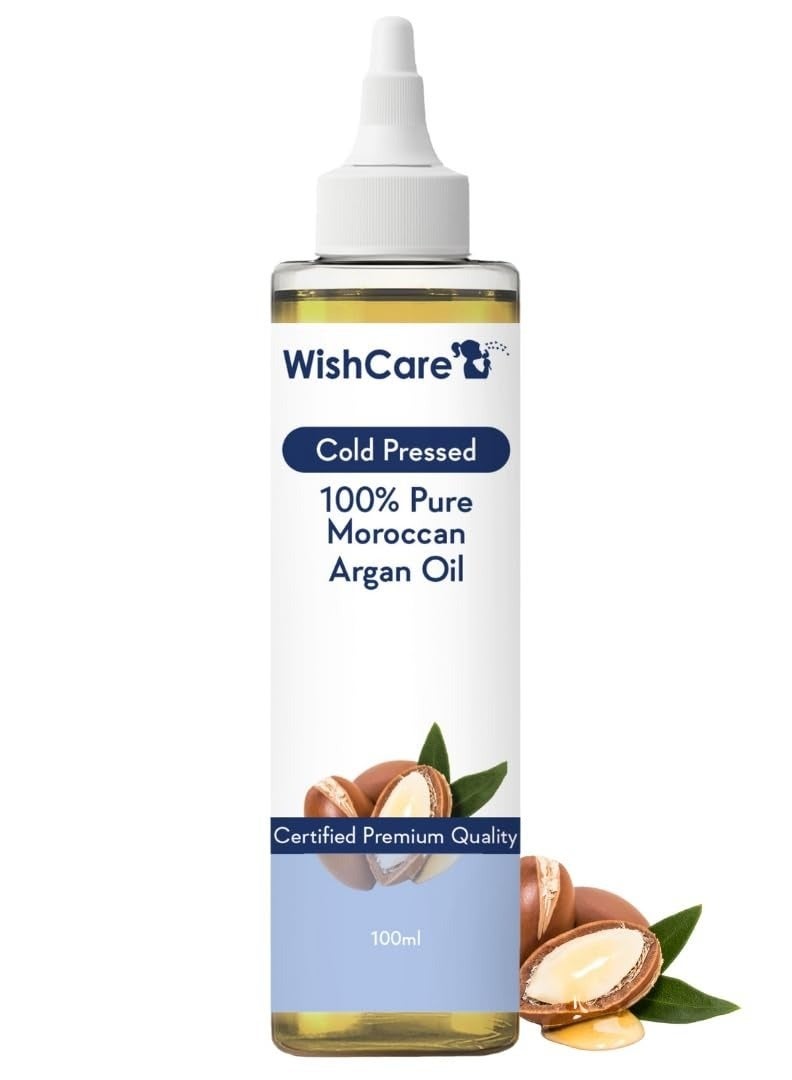 WishCare Pure Cold Pressed & Natural Moroccan Argan Oil - for Healthy Hair & Skin - 100 Ml