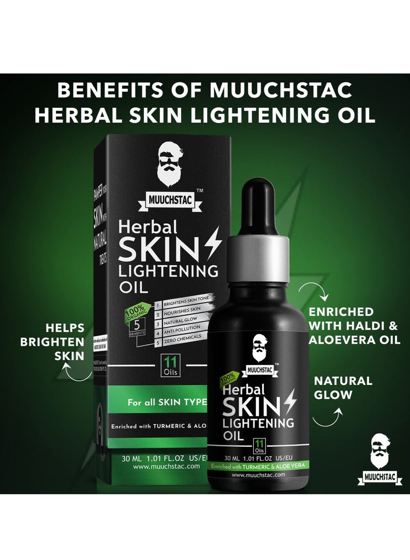 Muuchstac Herbal Skin Lightening Face Oil for Men | Bright & Even Skin Tone, Deeply Hydrates & Nourishes Skin, Promotes Healthy Skin Glow | 30 ml