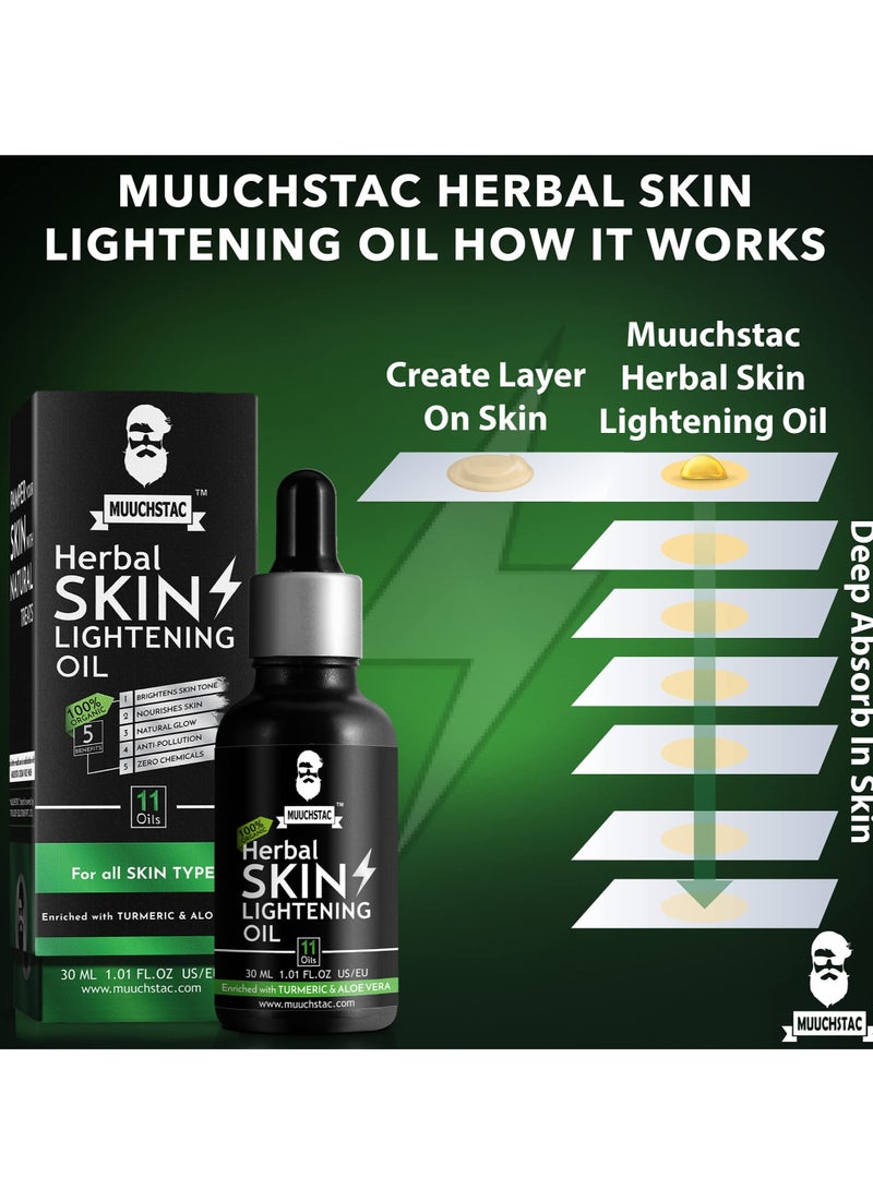 Muuchstac Herbal Skin Lightening Face Oil for Men | Bright & Even Skin Tone, Deeply Hydrates & Nourishes Skin, Promotes Healthy Skin Glow | 30 ml