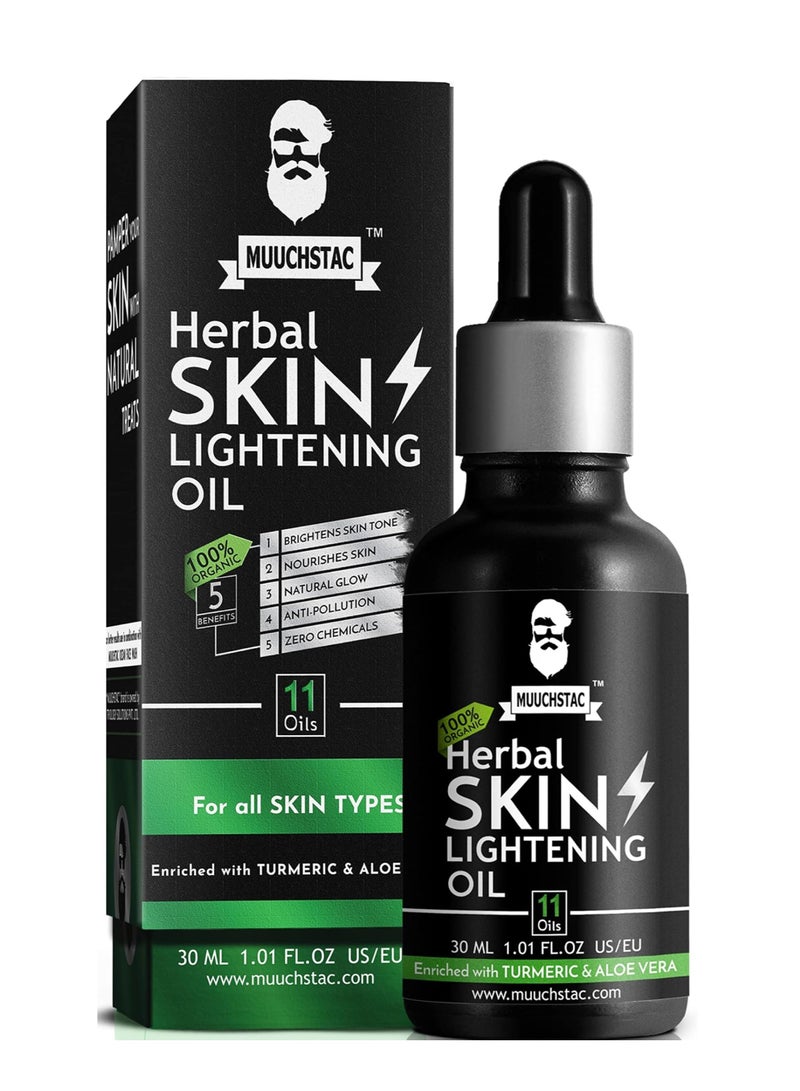 Muuchstac Herbal Skin Lightening Face Oil for Men | Bright & Even Skin Tone, Deeply Hydrates & Nourishes Skin, Promotes Healthy Skin Glow | 30 ml