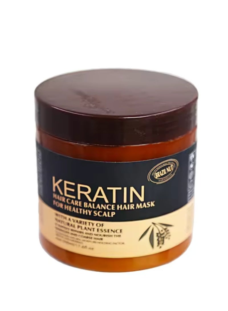 500ml Keratin Hair Care Balance Hair Mask Rapidly Repairs and Nourish Damaged and Coarse Hair Natural Moisturizer Hydrating Smoothing Shining Strengthening Keratin Hair Mask Brazil Nut