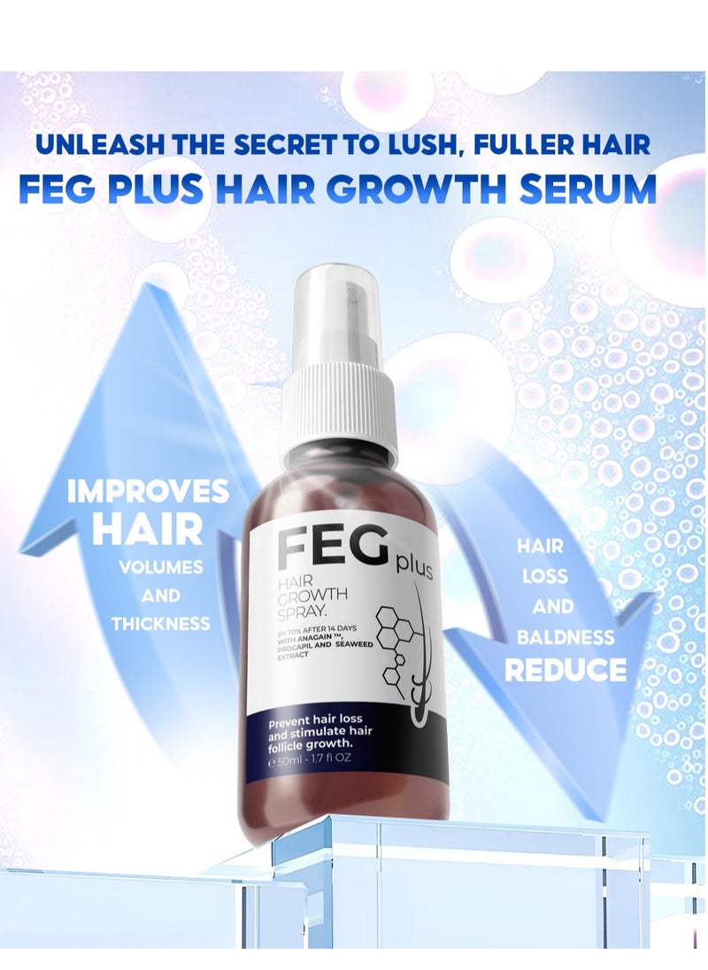 FEGPLUS Hair Growth Serum with Eye Cream - 22% Seaweed Extract For Hair Loss Control & Hair Growth In Men & Women, Boost Thicker Beard & Hair Growth, Improve Baldness 50ml