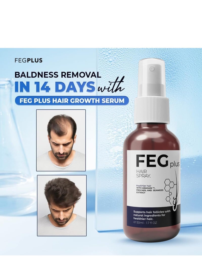 FEGPLUS Hair Growth Serum with Eye Cream - 22% Seaweed Extract For Hair Loss Control & Hair Growth In Men & Women, Boost Thicker Beard & Hair Growth, Improve Baldness 50ml