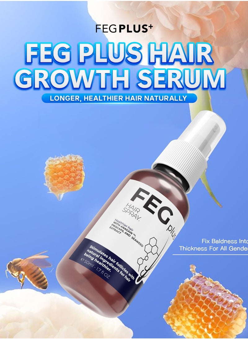 FEGPLUS Hair Growth Serum with Eye Cream - 22% Seaweed Extract For Hair Loss Control & Hair Growth In Men & Women, Boost Thicker Beard & Hair Growth, Improve Baldness 50ml