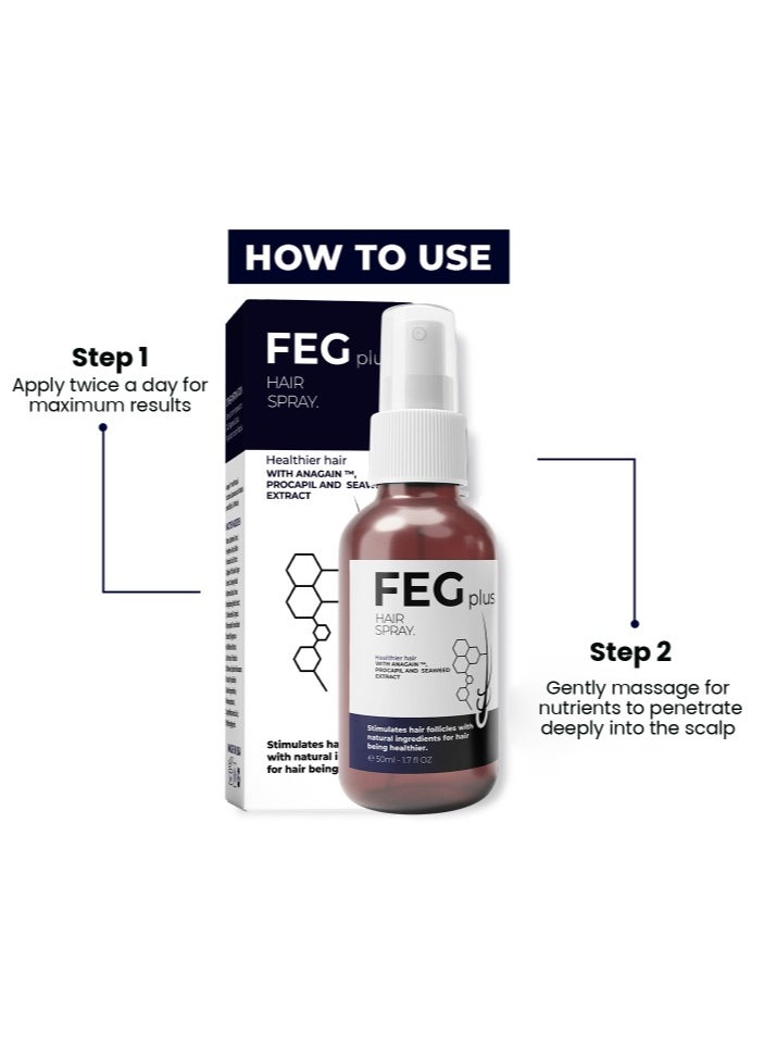 FEGPLUS Hair Growth Serum with Eye Cream - 22% Seaweed Extract For Hair Loss Control & Hair Growth In Men & Women, Boost Thicker Beard & Hair Growth, Improve Baldness 50ml