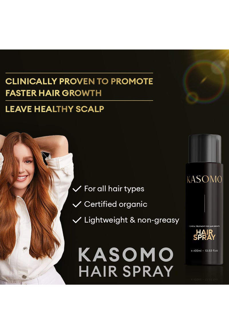 KASOMO 2PCS Anti Hair Loss Shampoo 250ml + Hair Regrowth Spray 75ml, Prevent Hair Fall, Support Hair Grow Thicker and Healthier For Men and Women (Pack of 3)