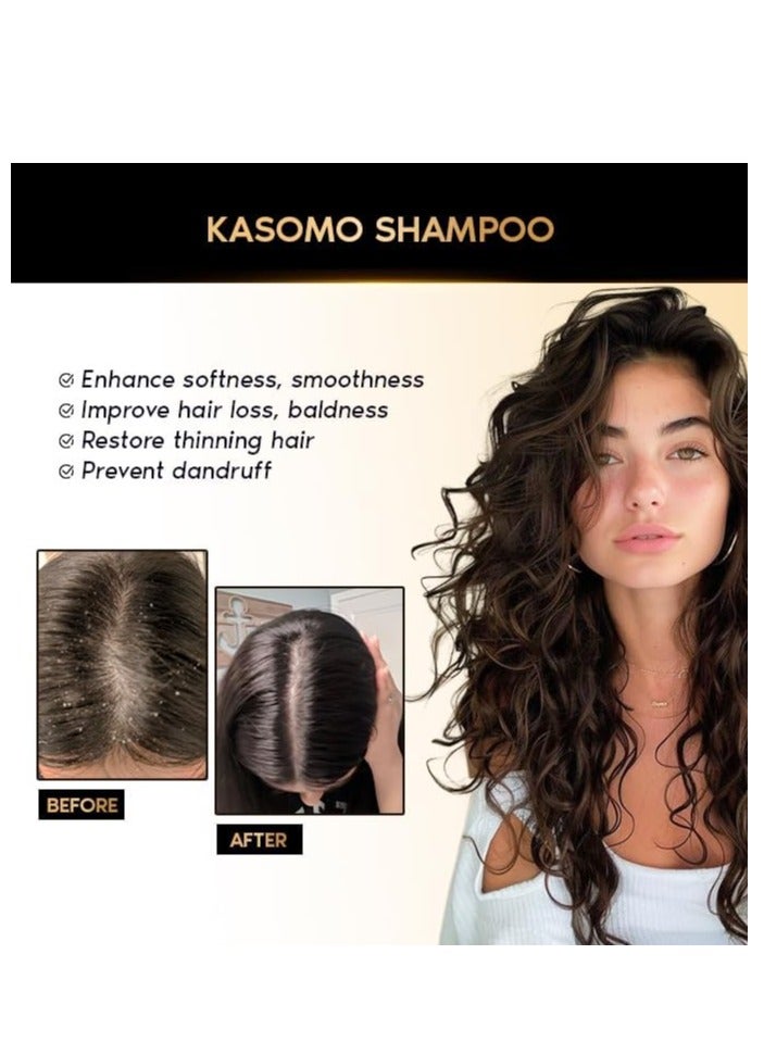 KASOMO 2PCS Anti Hair Loss Shampoo 250ml + Hair Regrowth Spray 75ml, Prevent Hair Fall, Support Hair Grow Thicker and Healthier For Men and Women (Pack of 3)