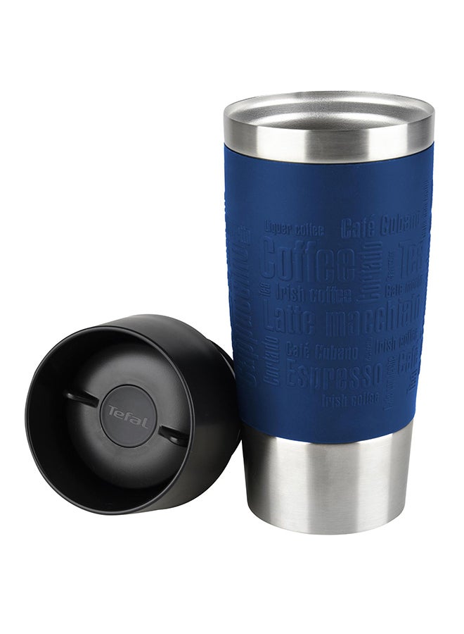 Travel Mug 0.36 L, Navy Blue Sleeve, 100% Leak-Proof Thermal Mug, Double-Walled Vacuum Insulation, Hot & Cold Drinks, 360° Drinking, Easy to Open, Dishwasher-Safe Black/Silver/Blue