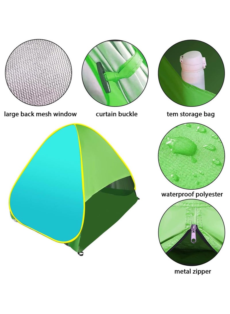 Protable Beach Tent,Pop Up Baby Beach Tent,Beach Sun Shade Canopy Cabana Beach Shade,UPF 50+ Automatic Sun Shelter Umbrella,Instant Sun Shade Beach Tents,Fit 3-4 Person with Carry Bag(Green)