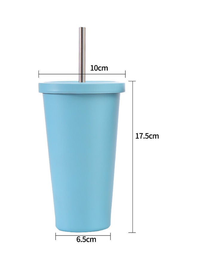 Stainless Steel Insulated Coffee Tumbler Cup with Lid and Straw Blue