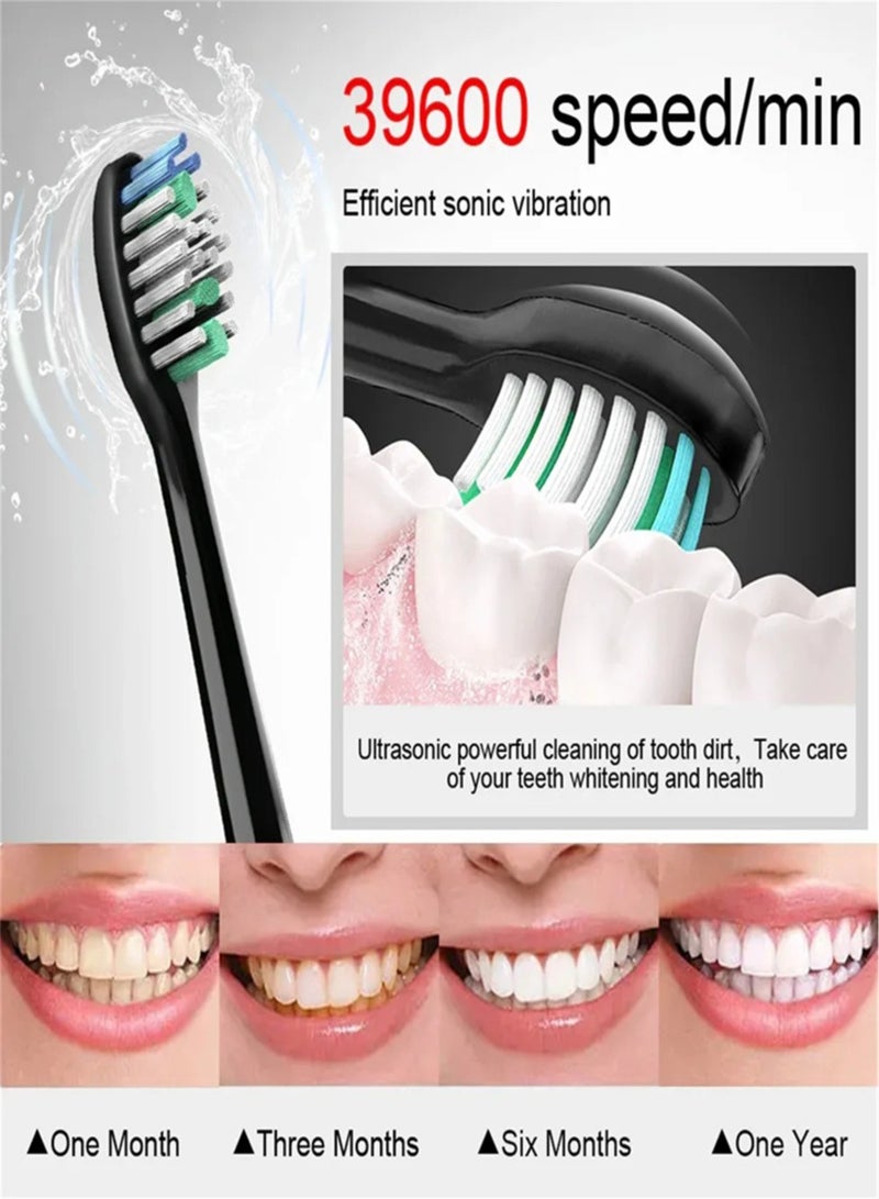 Smart sonic electric toothbrush, IPX7 waterproof rechargeable toothbrush, 5 modes smart time whitening toothbrush Sarmocare S100 （Black）