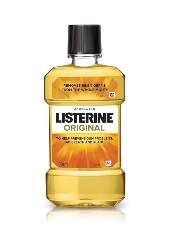 Listerine Original Mouthwash Liquid, Removes 99.9% Germs, 500ml (Pack of 1)