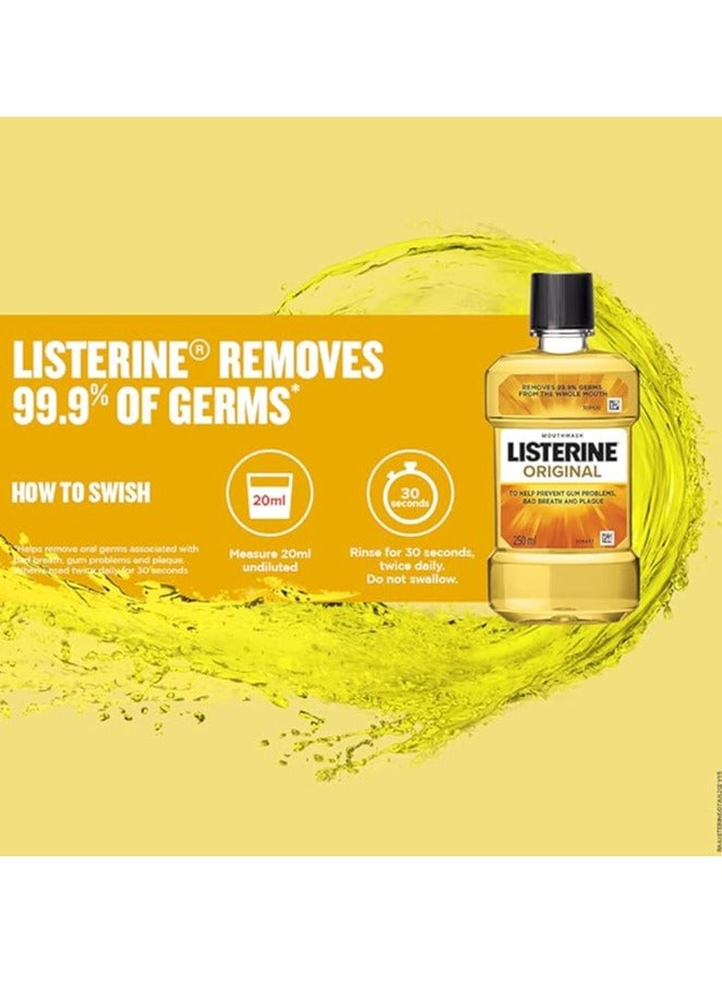 Listerine Original Mouthwash Liquid, Removes 99.9% Germs, 500ml (Pack of 1)