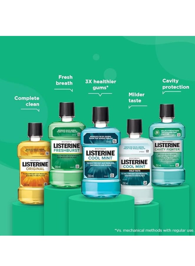 Listerine Original Mouthwash Liquid, Removes 99.9% Germs, 500ml (Pack of 1)